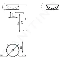 Ideal Standard Umyvadlo kruhové, průměr 41 cm, bílá K079501