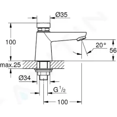 Grohe Samouzavírací stojánkový ventil, chrom 36265000