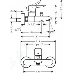Hansgrohe Vanová baterie, chrom 31480000