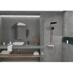 kielle Sprchový set s termostatem, 26 cm, 3 proudy, chrom/bílá/černá 20602000