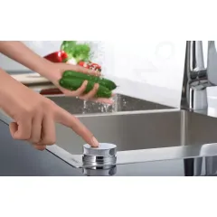 Hansgrohe Automatická odtoková a přepadová souprava pro granitový jednodřez Select, chrom 43947000