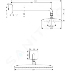 Hansgrohe Hlavová sprcha, 1 proud, s ramenem sprchy 39 cm, chrom 27376000