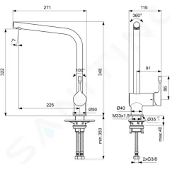 Ideal Standard Dřezová baterie, chrom BC174AA