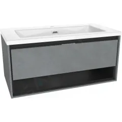kielle Skříňka s umyvadlem 90 cm, beton/matná černá 50026S905