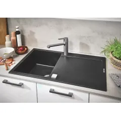 Grohe Kompozitní dřez K500 s automatickým odtokem, 86x50 cm, granitová černá 31644AP0