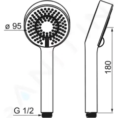 Hansa Sprchová hlavice 95, ECO, 3 proudy, chrom 44630300
