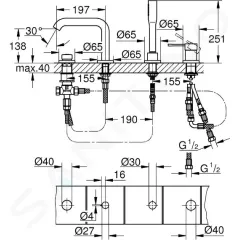 Grohe Baterie na okraj vany, 4-otvorová instalace, chrom 19578001