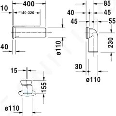Duravit Vario připojovací sada pro WC, bílá 0014220000