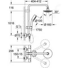 Grohe Sprchový set s termostatem, 16 cm, 2 proudy, chrom 27922000