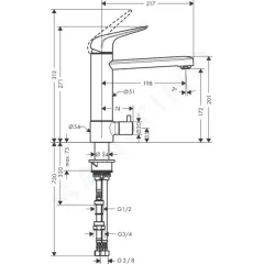 Hansgrohe Dřezová baterie M424-H180 s uzavíracím ventilem, chrom 71813000