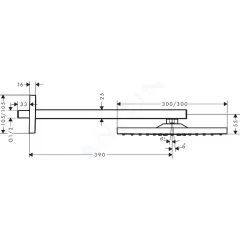 Hansgrohe Hlavová sprcha, 30x30 cm, matná černá 26238670