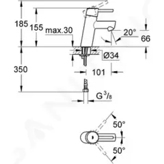 Grohe Páková umyvadlová baterie, chrom 3224010E