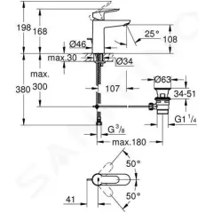 Grohe Umyvadlová baterie s výpustí, chrom 23758000