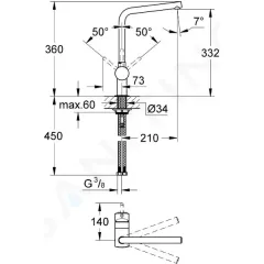 Grohe Páková dřezová baterie, chrom 31375000