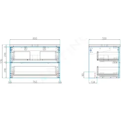 kielle Skříňka včetně desky pod umyvadlo 80x54x50 cm, s výřezem, karamel 50024801