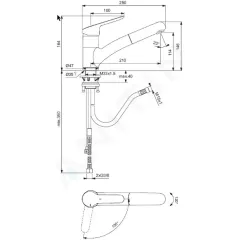 Ideal Standard Dřezová baterie s výsuvnou sprškou, BlueStart, chrom BC143AA