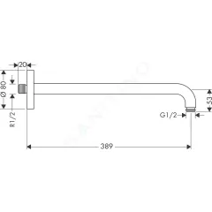 Hansgrohe Sprchové rameno 39 cm, chrom 27413000