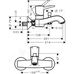Hansgrohe Páková vanová baterie, chrom/vzhled zlata 31340090
