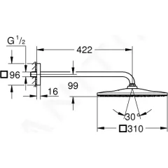 Grohe Hlavová sprcha 310 Mono Cube, 1 proud, sprchové rameno 42 cm, chrom 26563000