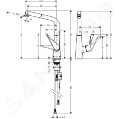 Hansgrohe Dřezová baterie s výsuvnou koncovkou, chrom 14821000