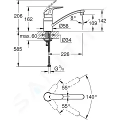 Grohe Páková dřezová baterie, chrom 32750000