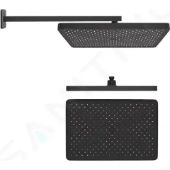 kielle Hlavová sprcha 36x24 cm, 1 proud, sprchové rameno 43 cm, matná černá 20118SE4