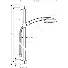 Hansgrohe Set sprchové hlavice 100 Air, 3 proudy, tyče 0,65 m a hadice, chrom 27843000