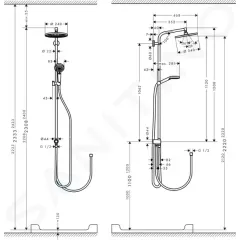 Hansgrohe Sprchový set 240 Showerpipe pro renovace, 1proud,  EcoSmart, chrom 27270000