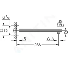 Grohe Sprchové rameno, 29 cm, chrom 27709000