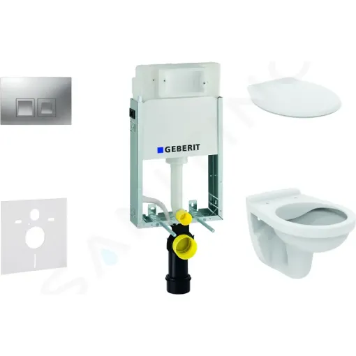 Geberit Set předstěnové instalace, klozet Alpha se sedátkem, tlačítko Delta35, matný chrom 110.100.00.1 NR6