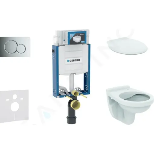 Geberit Set předstěnové instalace, klozet Alpha se sedátkem, tlačítko Sigma01, lesklý chrom 110.302.00.5 NR2