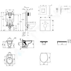 Grohe Set předstěnové instalace, klozet Alpha se sedátkem, tlačítko Skate Cosmopolitan, chrom 38643SET-KD