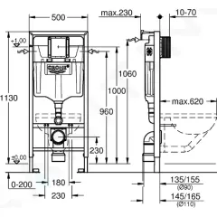 Grohe Přestěnová instalace pro závěsné WC, nádržka GD2, stavební výška 113 cm 38536001