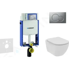 Geberit Set předstěnové instalace, klozetu a sedátka Ideal Standard Tesi, tlačítka Sigma01, Rimless, SoftClose, matný chrom 110.302.00.5 NE3