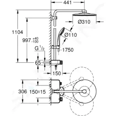Grohe Sprchový set 310 Duo s termostatem, 3 proudy, měsíční bílá 26507LS0