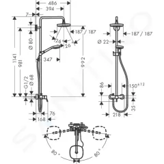 Hansgrohe Sprchový set Showerpipe 180, 2 proudy, bílá/chrom 27258400