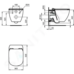 Ideal Standard Závěsné WC se sedátkem SoftClose, AquaBlade, bílá T354601