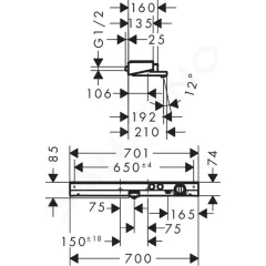 Hansgrohe Termostatická vanová baterie 700, chrom 13183000
