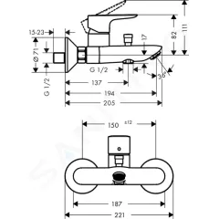 Hansgrohe Vanová baterie, chrom 71740000