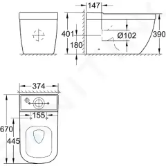 Grohe WC kombi mísa, rimless, Triple Vortex, alpská bílá 39338000