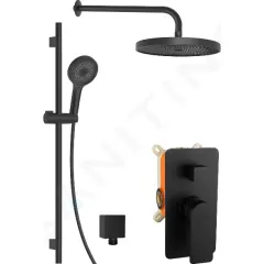 kielle Sprchový set s baterií pod omítku, pro 2 spotřebiče, s příslušenstvím a tělesem, matná černá 20618SP24