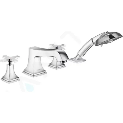 Hansgrohe Čtyřotvorová baterie na okraj vany s rukojetí ve tvaru kříže, chrom 31449000