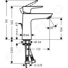 Hansgrohe Umyvadlová baterie s výpustí, LowFlow 3,5 l/min, chrom 71715000