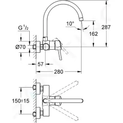 Grohe Páková dřezová baterie, chrom 32667001