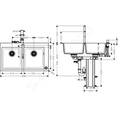Hansgrohe Set dřezu a baterie C51-F770-10, grafitová černá/chrom 43221000
