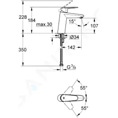 Grohe Páková umyvadlová baterie M, chrom 23449002