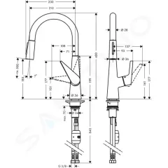 Hansgrohe Dřezová baterie s výsuvnou sprškou, chrom 72813000