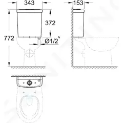 Grohe Splachovací nádrž, 34x15 cm, spodní přívod vody, alpská bílá 39436000