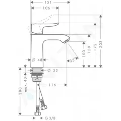 Hansgrohe Umyvadlová baterie, chrom 31084000