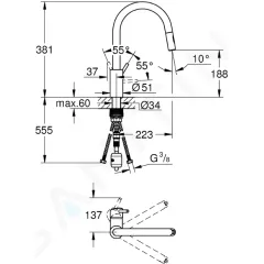 Grohe Dřezová baterie s výsuvnou sprškou, supersteel 31483DC2